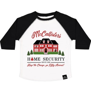 McCallister's Home Security Boys Christmas Baseball Tee, 3T toddler boy Christmas shirts, youth Christmas t-shirts, 2T Christmas shirts