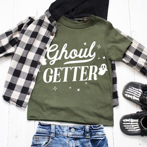 GHOUL GETTER Boys Halloween T-Shirt, kids Halloween shirts, Halloween shirt boys, pumpkin patch tee, boys Halloween clothes, ghost shirt