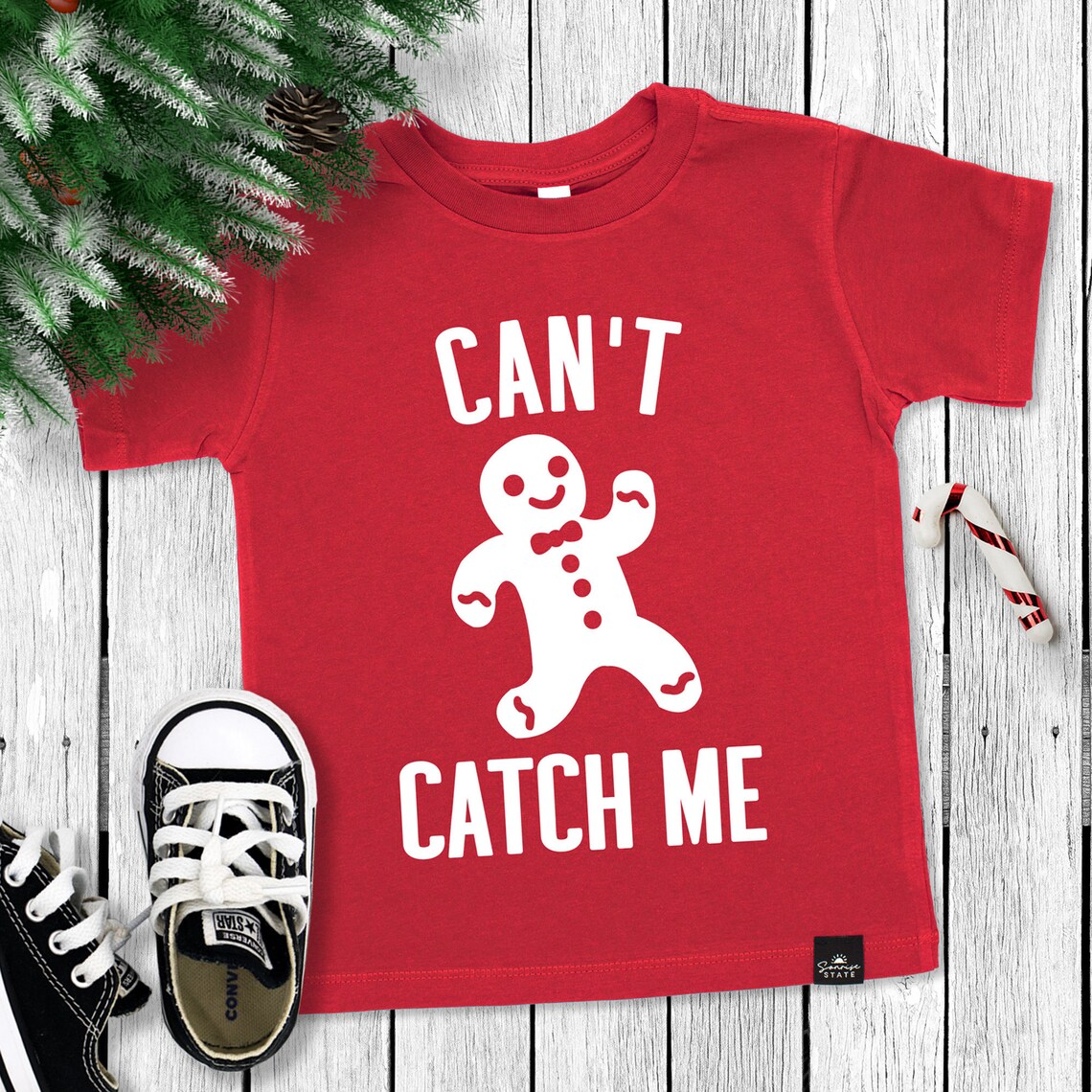 CAN'T CATCH ME Gingerbread Man Boy's Christmas Tshirt, Kids Christmas — free download