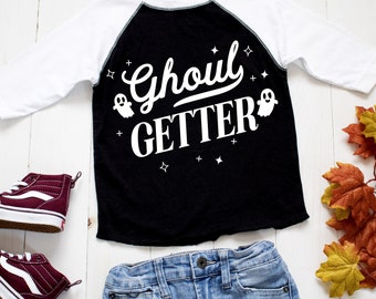 GHOUL GETTER 男の子用ハロウィンベースボールTシャツ、男の子用ハロウィンシャツ、男の子用ハロウィンシャツ、男の子用ハロウィンTシャツ、男の子用秋