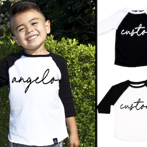 Signature Collection Boy&#39;s CUSTOM NAME Baseball T-Shirt, boys personalized name tshirts, boy back to school shirts, boys custom name shirts