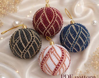 Bead Crochet Christmas Ornament Pattern: Crystal Rondelle Beaded Ball (PDF)