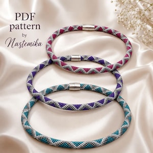 Mönster för virkat halsband i PDF-format, smygstygn, reparmband och lariathandledning