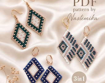 3-in-1 Geometric Beaded Earrings Pattern Bundle (PDF Download)