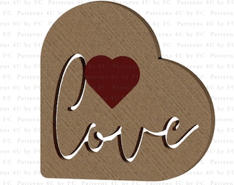 Patrón de sierra de calar con forma de corazón: rompecabezas 3D, juguete de madera (PDF, PNG, JPG)