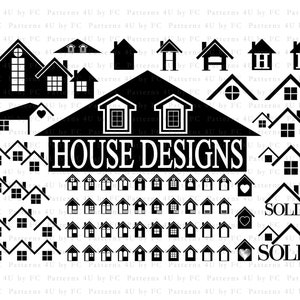 House Design, Home Silhoutte, Real Estate, Clip Art, Logo, Vector Icons Cut File, Cricut, Svg, Png, Pdf, Y2K Graphic Design, Logos, Clothing