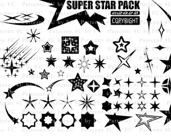 Y2K Super Star Pack-vectoren Svg, Ai, Eps, Pdf, Png