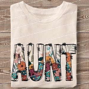 Blumen Tante PNG, Vintage Sublimationsdesign Blumen Tante Retro Groovy, Boho Blätter mit Blumenhemden Sweatshirt Becher Kappe, digitaler Download