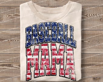 Baseball Mama PNG: Retro US Flag Sublimation Design (Digital Download)