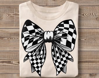 Checkered Coquette Bow PNG: Retro Ribbon Sublimation (Digital Design)