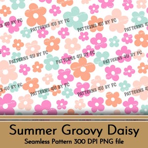 Groovy Daisy Floral Fabric Print Pattern: Seamless Summer Design (PNG Digital Download)
