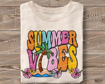 Retro Summer Vibes PNG: Trendy Sunshine Sublimation Design (Digital Download)