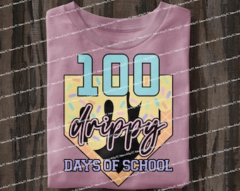 100 Drippy Days of School PNG: Sublimacja lodów baseballowych (projekt cyfrowy)