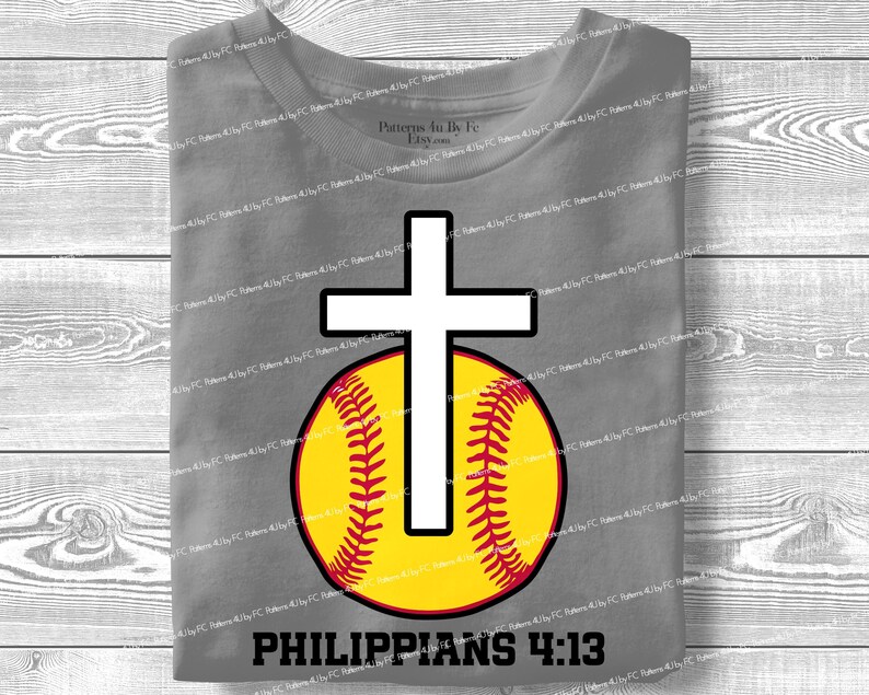Christian Softball PNG Sublimation Shirt Design Philippians 4:13 Bible ...