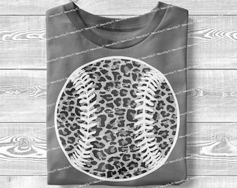 Leopard Baseball PNG Softball Retro Sports Mom Shirt Sublimation Design 2in1 Black White (Digital Download)