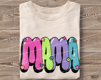 Diseño de camiseta de mamá retro neón PNG / Diseño de camiseta de mamá colorida (descarga digital)