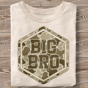 Camo Big Bro png, camouflage patch jongens, mannen, vader, opa, jacht vissen old school camouflage, kinderen png digitale download sublimatie DTF DTG clipart