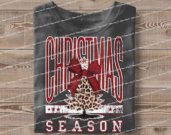Retro Christmas Tree PNG: Preppy Bow Shirt Design (Digital Download)
