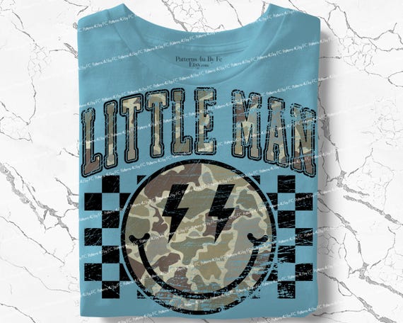 Little Man Checkered Camo PNG: Western Varsity Sublimation Design (Digital Download