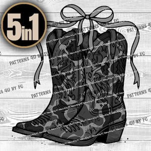 Bottes de cow-girl camouflage gris nuit