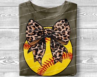 Softball Coquette PNG: Leopard Bow, Game Day Design (Digital Download)