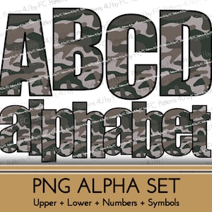 Camo Alphabet Set PNG, Hunting Camo Alphabet, Camouflage Alphabet, Hunting png, Camo Alpha Set png, Camo Design png, Canva Alphabet