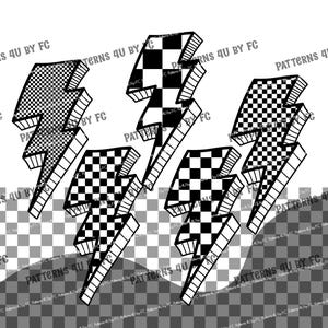 Karierte Flagge Blitz Clipart PNG, digitaler Download, Sublimationsdruckbares T-Shirt, Becher, Mützen, Sweatshirt, Schachbrettdesign, 5x