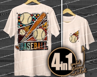 Diseño de camiseta de béisbol retro PNG: Grunge desgastado (descarga digital)