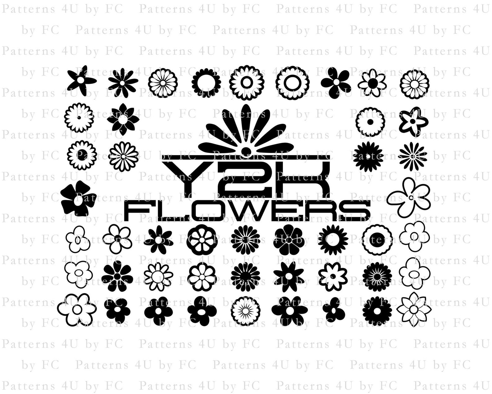 Y2K Flowers Aesthetic Vector Icons Pack for Graphic Design - Etsy Singapore