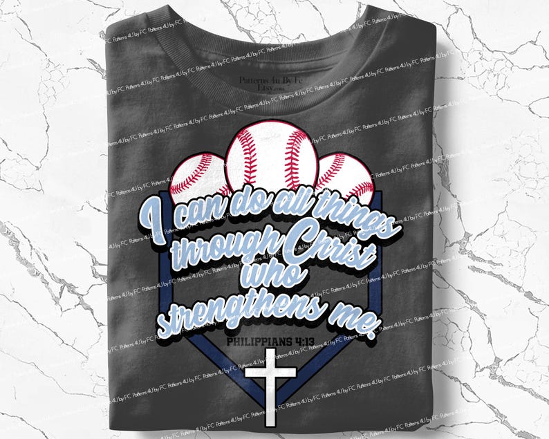 Navy Christian Baseball PNG Sublimation Shirt Design Philippians 4:13 ...