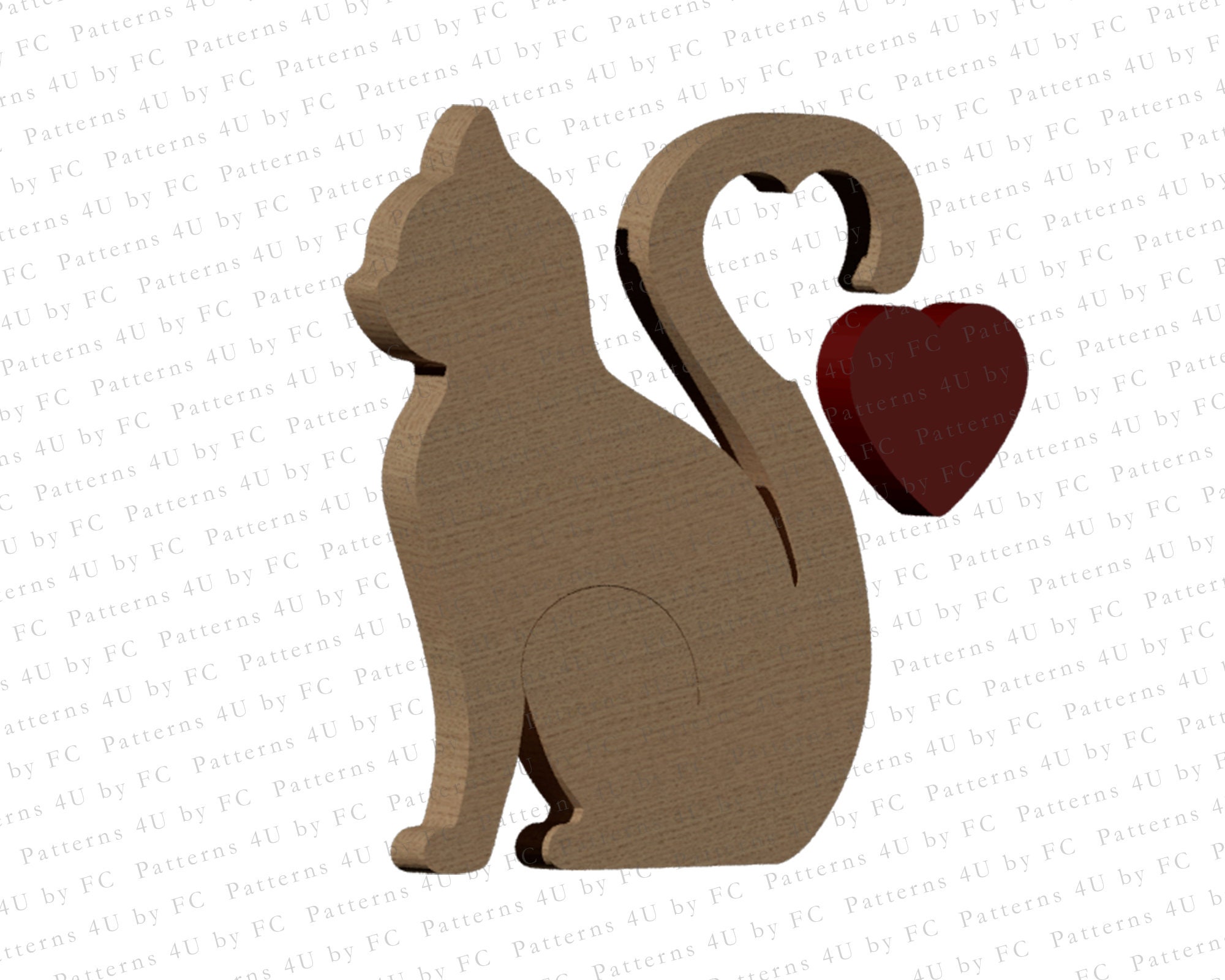 Cat Love Scroll Saw Pattern: Heart Tail 3D Puzzle (PDF, PNG, JPG) - Etsy