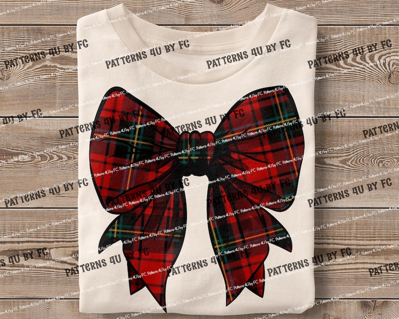 May include: A red and green plaid bow with a white background. The bow is large and has a lot of detail. It would be perfect for a Christmas craft project.