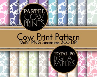 Cow Print Digital Paper: Western Patterns Bundle (PNG)