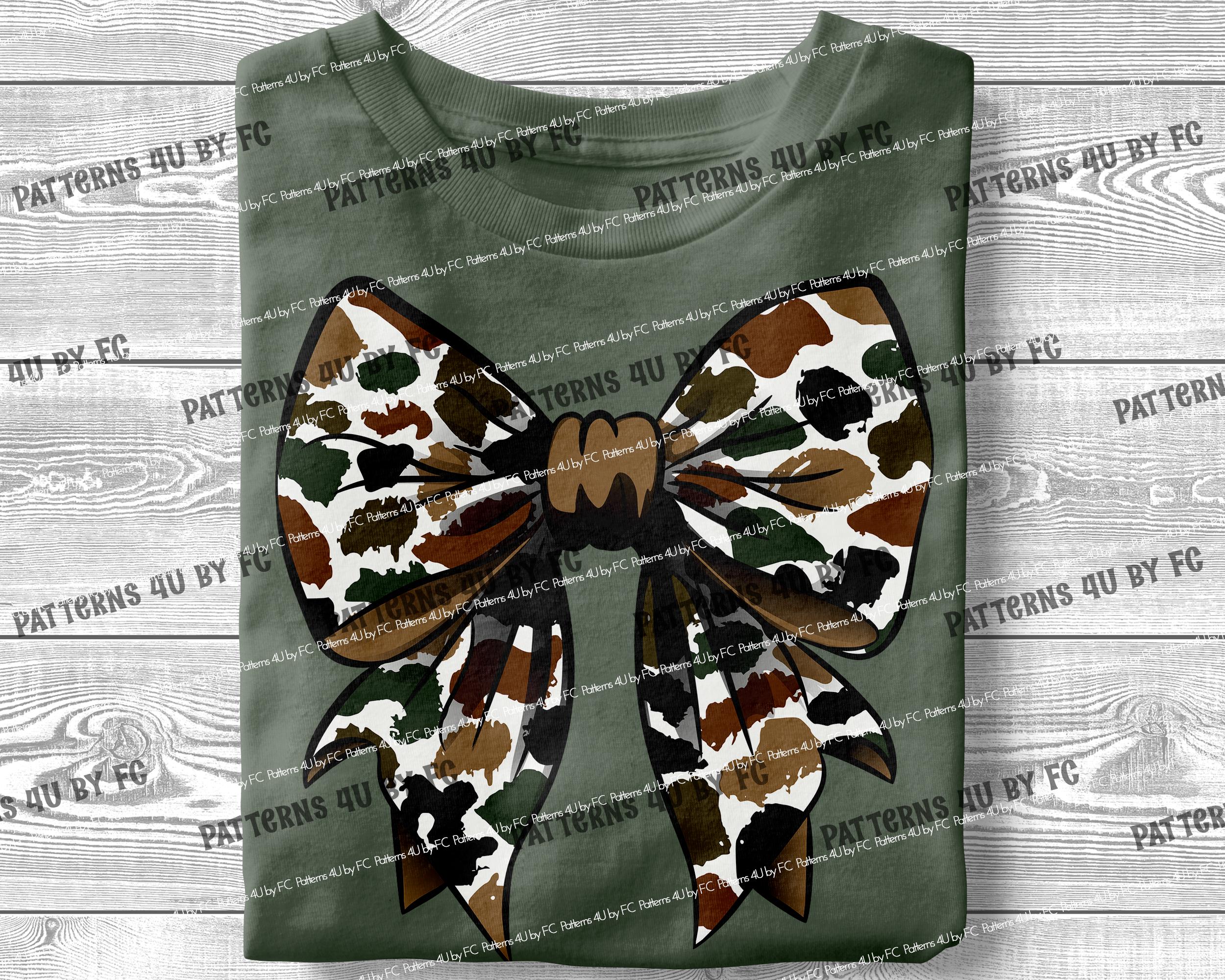 Camo Coquette Bow PNG: Retro Hunting Sublimation (Digital Download)