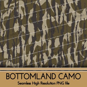 Motivo mimetico Bottomland senza cuciture in formato PNG, design mimetico antico per la caccia alle anatre, design trendy per la sublimazione, cacciatore western, download digitale su carta PNG