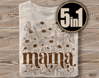 Vintage Floral Mama PNG: Retro Botanic Design (Digital Download