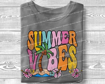 Retro Summer Vibes PNG: Trendy Sunshine Sublimation Design (Digital Download)