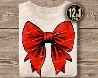 Coquette Red Bow PNG Bundle: Sublimation Digital Design (Digital Download)