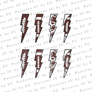 Football Distressed Lightning Bolt Clip Art, Digital Download, Png, Printable Waterslide, Iron T-Shirt Sublimation Design, Instant Download