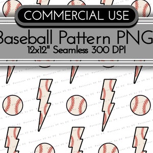 Peut inclure: Motif PNG de baseball sans couture avec un motif répété de balles de baseball et d'éclairs sur fond blanc. Les balles de baseball sont beiges avec des coutures rouges. Les éclairs sont soulignés en noir avec des lignes en zigzag rouges.