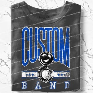 Personalized Mascot PNG School Marching Band Music Team T-Shirt Design Custom Your Team, Varsity School Name Vintage Music Marching Band