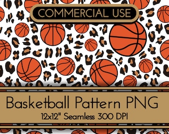 Basketball Leopard Seamless Pattern: Animal Print PNG (Digital Download)