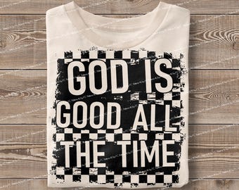 God is Good Retro Bible Verse PNG: Christian Sublimation Design