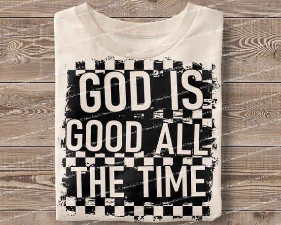 God is Good Retro Bible Verse PNG: Christian Sublimation Design