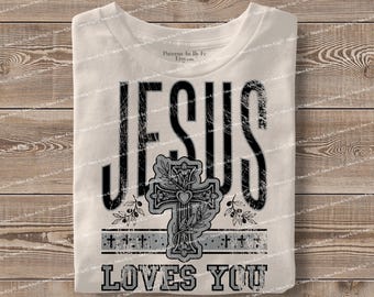 Jesus älskar dig PNG: Kristen bibelversdesign (digital nedladdning)