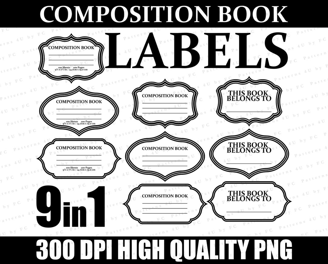 Composition Book Label, Goodnotes Labels, Journal Pattern, Planner