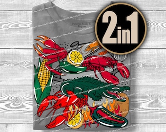 Cajun Crawfish Boil PNG, Distressed Seafood Design (Digital Download)