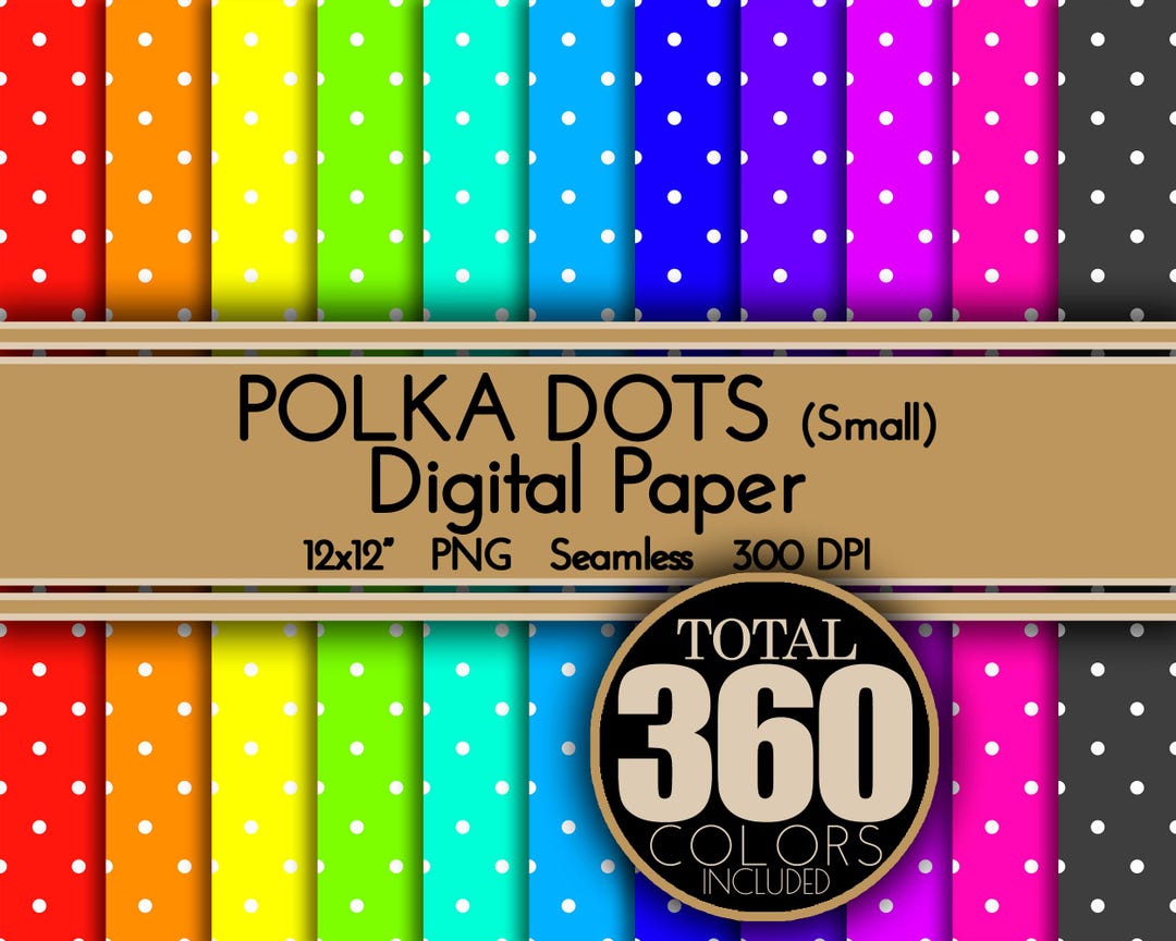 Rainbow Polka Dot Digital Paper: 360 Seamless PNG Patterns (12x12) - Etsy