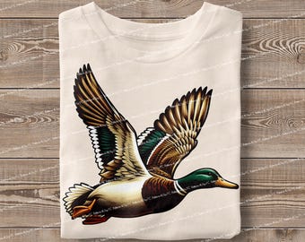 Flying Mallard Duck PNG: Vintage Hunter Sublimation (Digital Download)