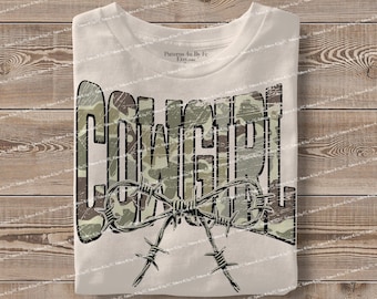Vaquera Western PNG: Diseño universitario de camuflaje retro (descarga digital)